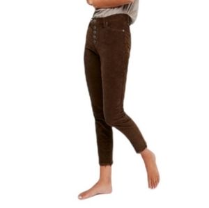 FREE PEOPLE Raw-Edge Cord Casual Cropped Pants Brown Size 25